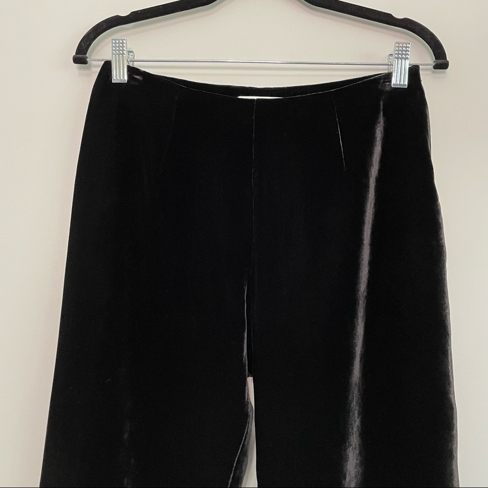 Cinq A Sept Lou Velvet Crop Flare Pants In Black With Ribbon Ties Size 4 - Picture 3 of 8